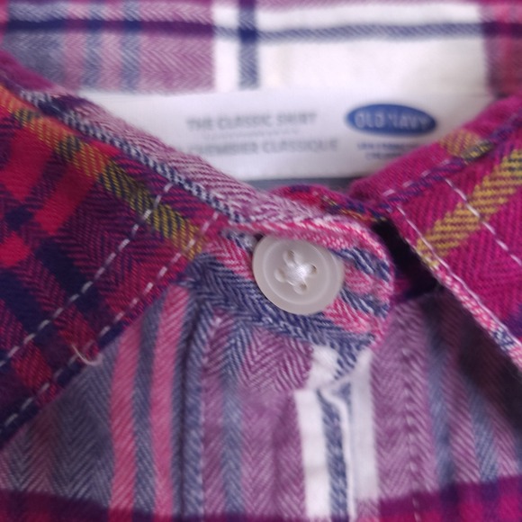 Old Navy Classic Shirt Womens XS Purple Plaid Flannel Button‎ Up Ivan The Grape - Picture 10 of 13